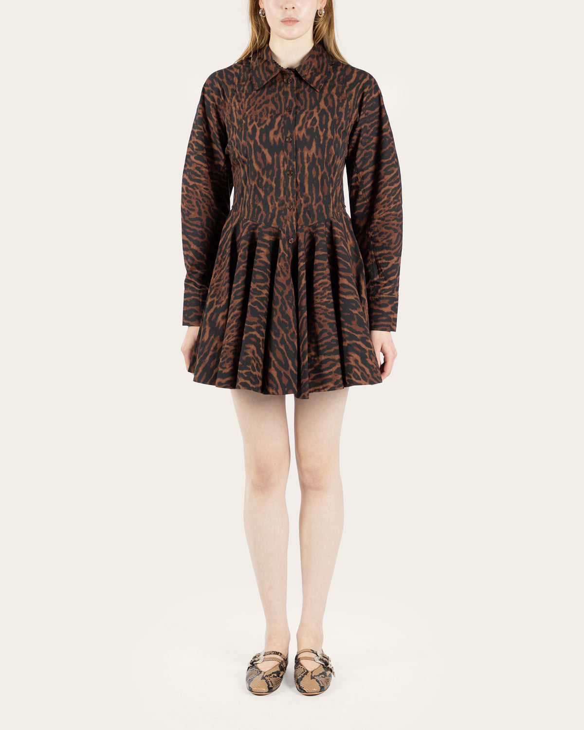 Printed Peplum Mini Dress