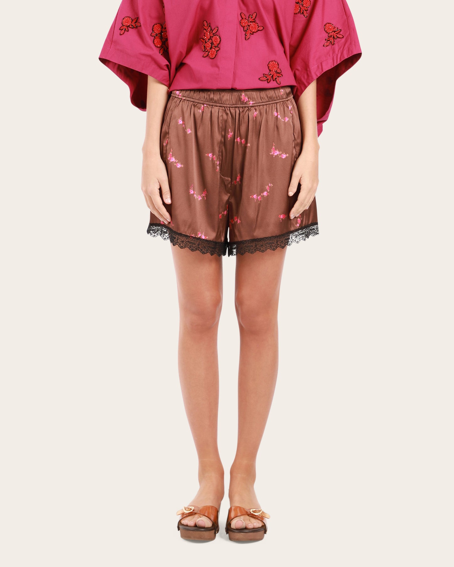 Silk Satin Lace Shorts