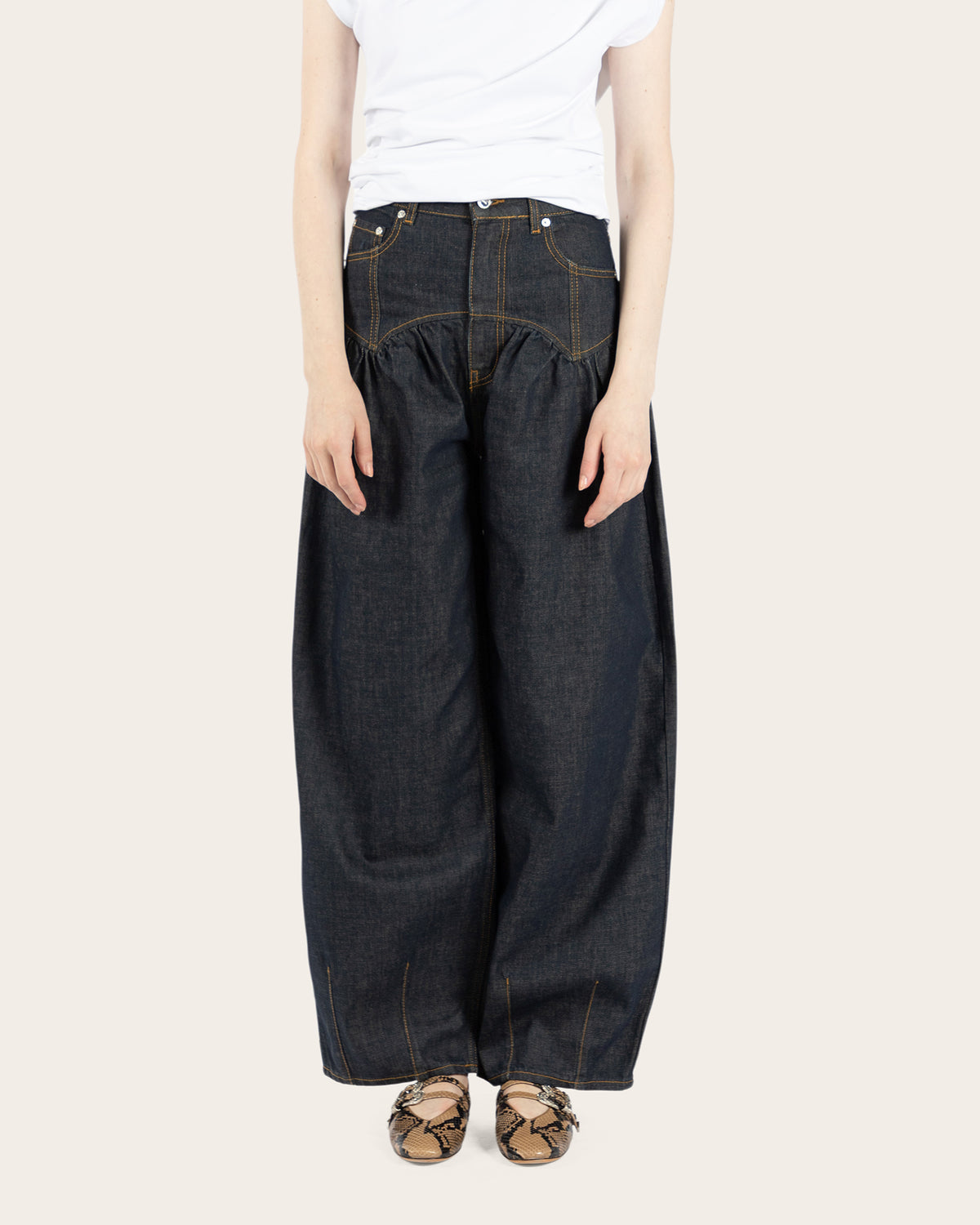 Slub Denim Corset Jeans