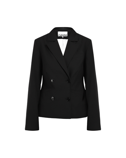 Drapey Melange Fitted Double Breasted Blazer