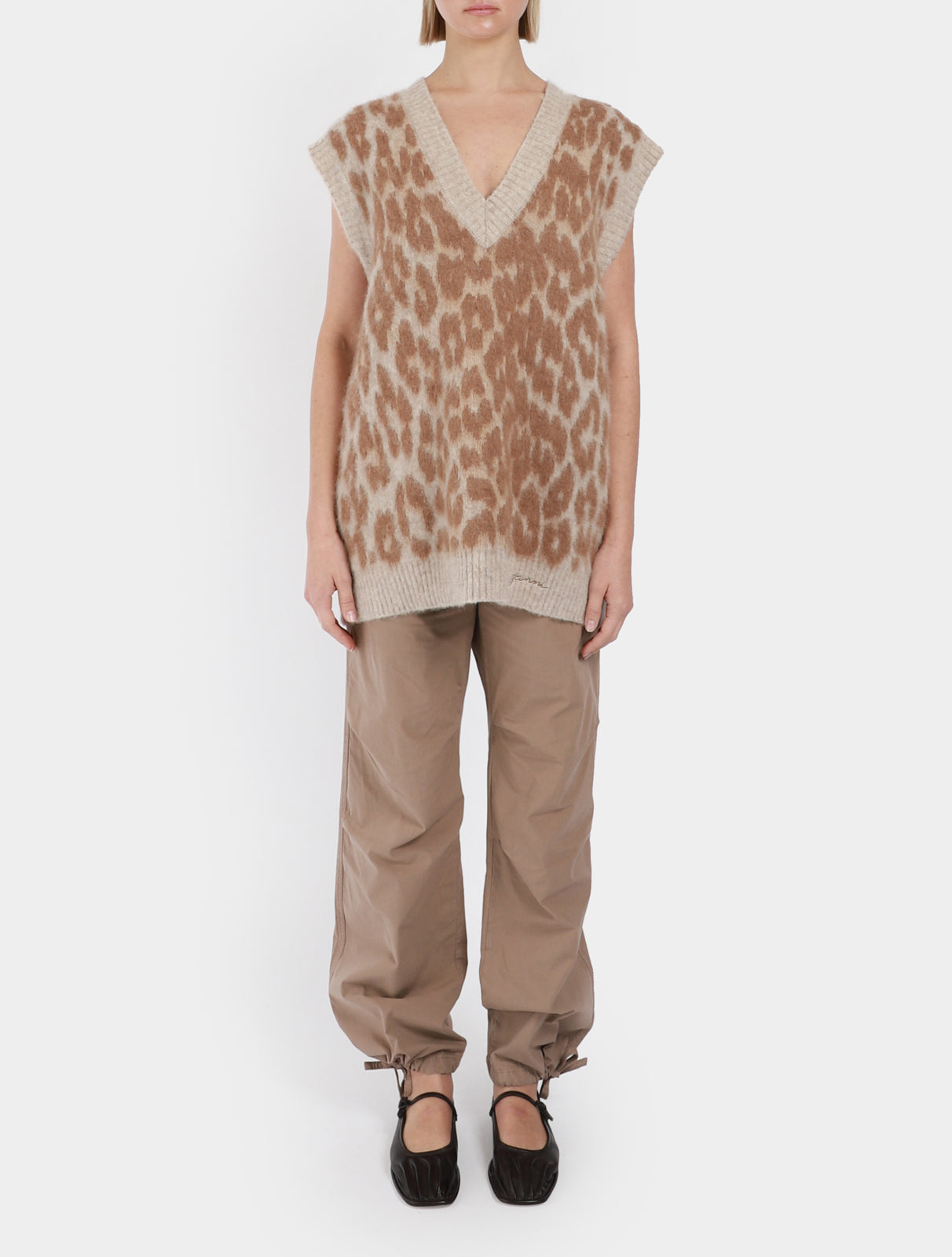 Shop Ganni Leopard Knit Oversized Vest Online | Camargue Fashion