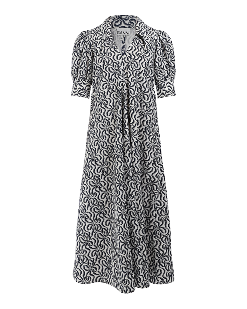 Printed Cotton V-neck Long Dress