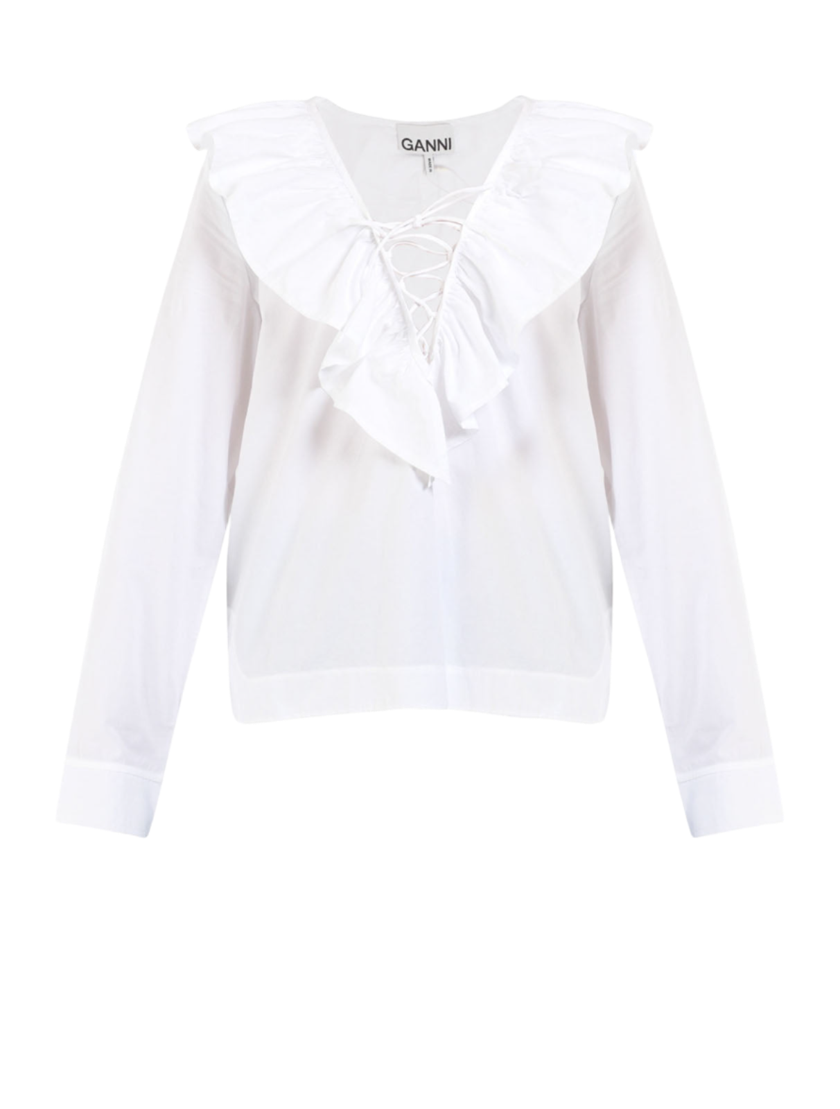 Ruffle V-Neck Tie Blouse