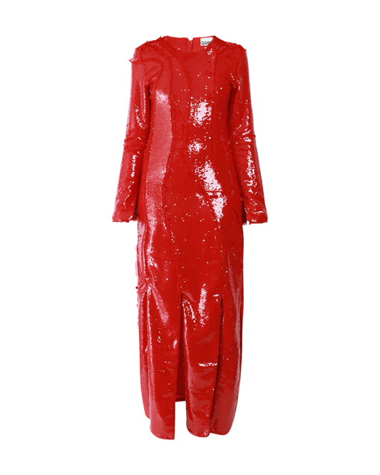 ganni-sequin-gown-red
