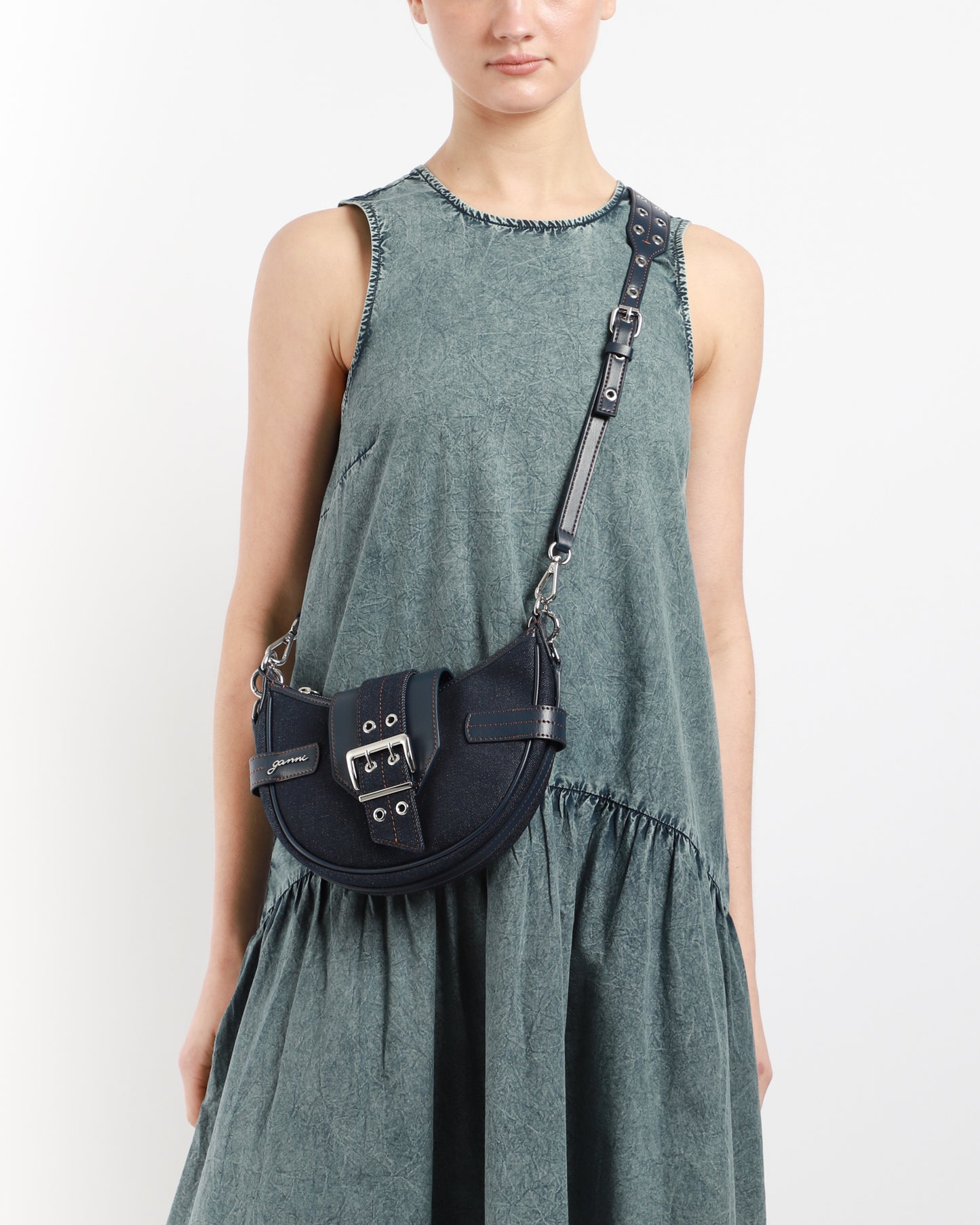 Small Denim Bucky Crossbody Bag