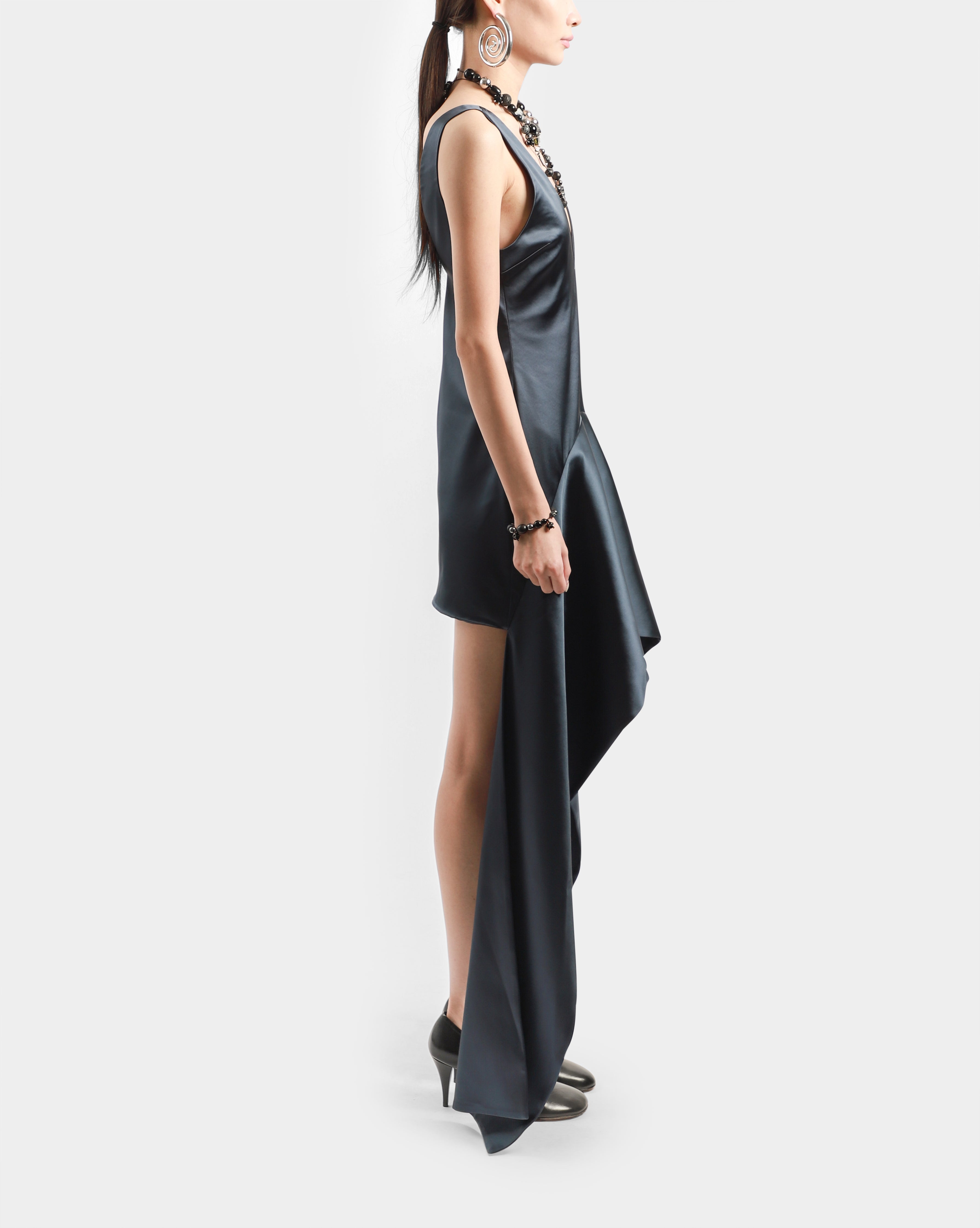 JW Anderson V-Neck Draped Hem Mini Dress Steel Blue Online