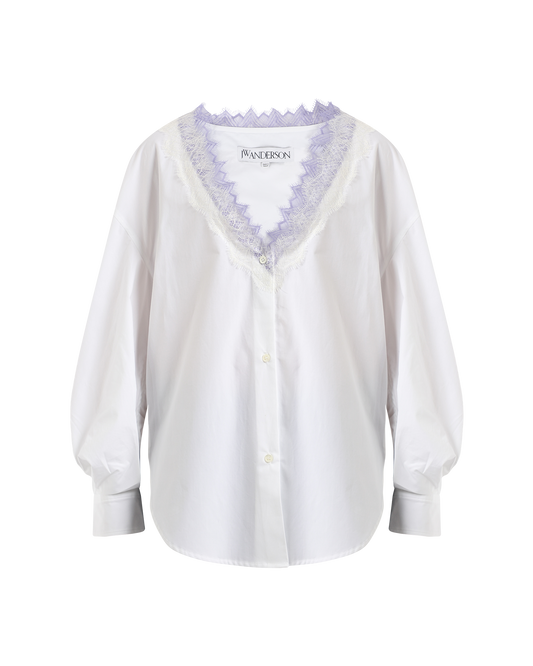 Lace Trim V Neck Shirt