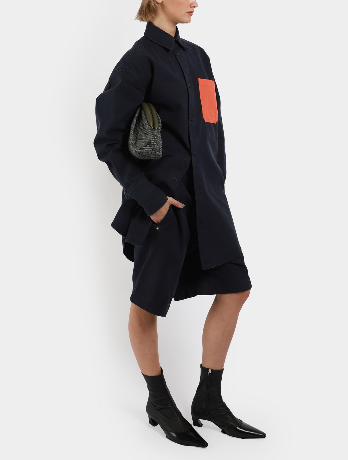 Oversized Contrast Pocket Shirt