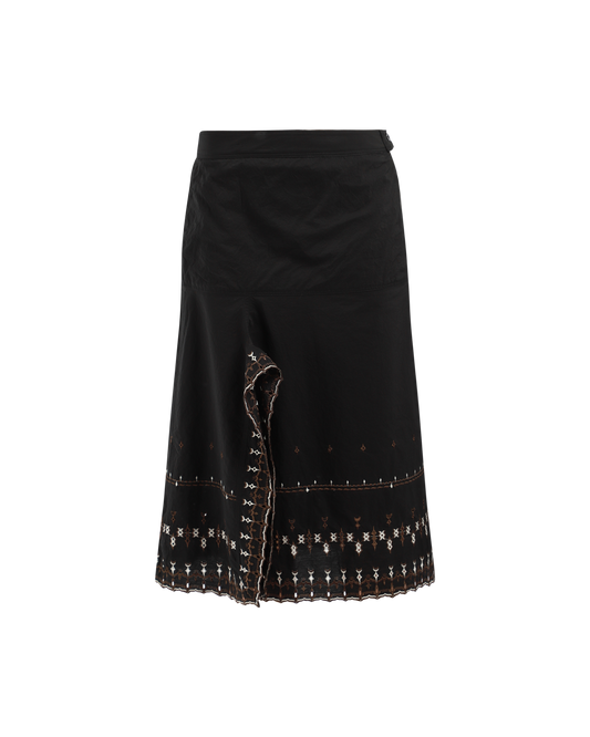 Embroidered Skirt With Slit