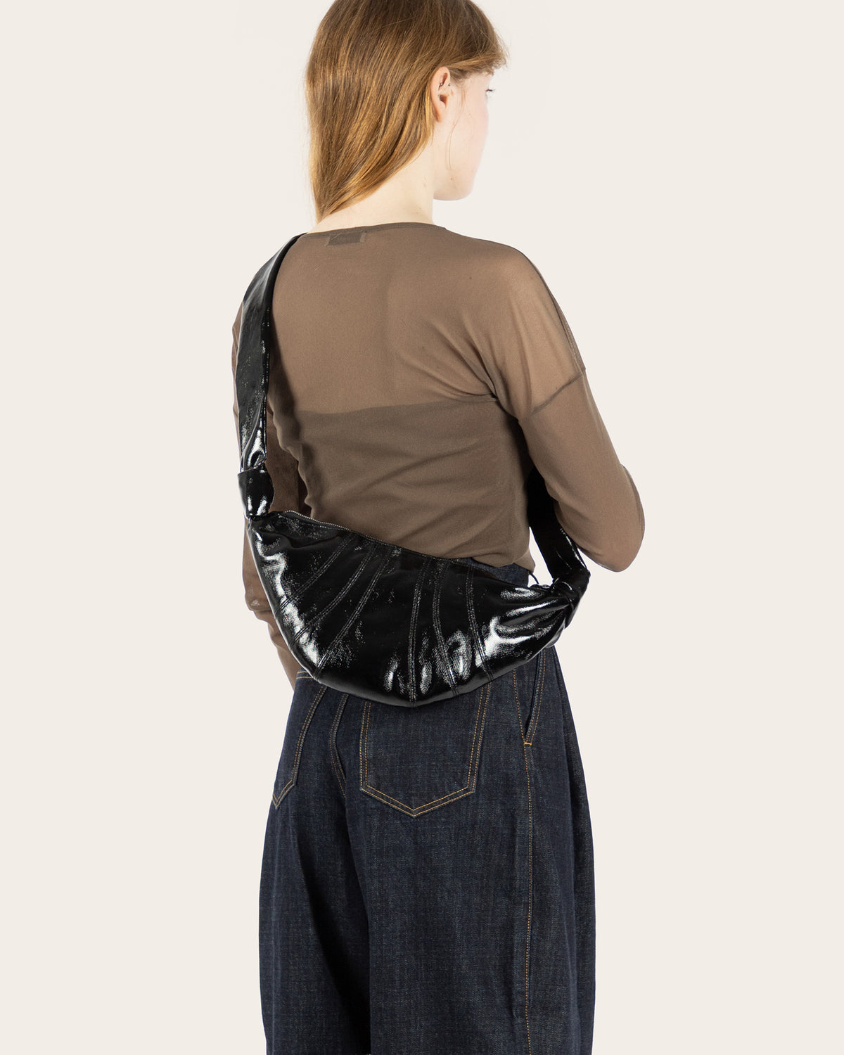 Small Coated Cotton Croissant Bag
