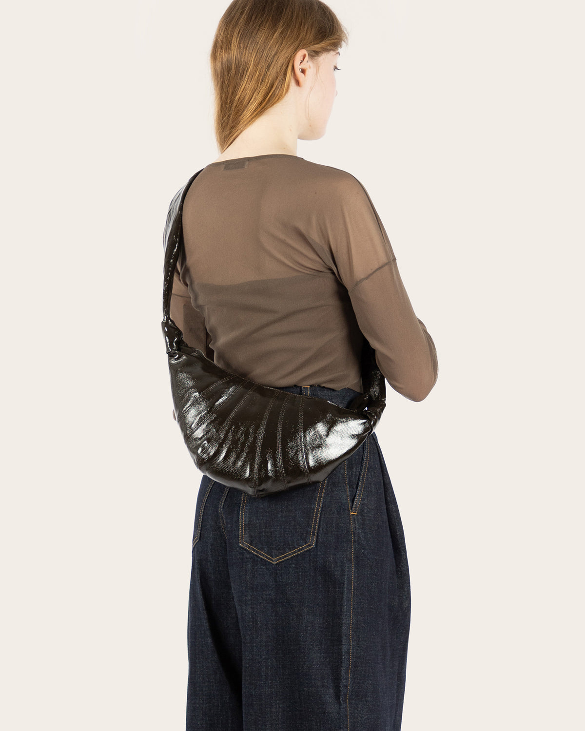 Small Coated Cotton Croissant Bag