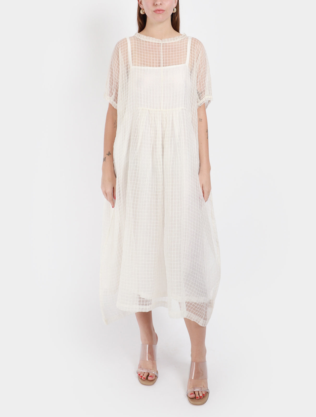 Organza Sheer Check Dress