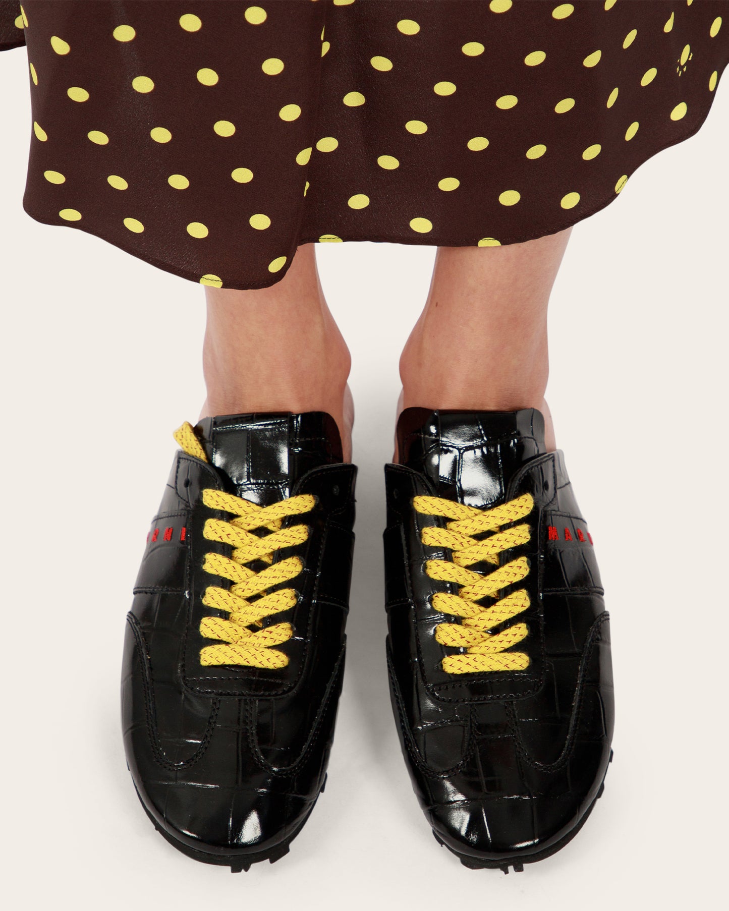Black Croc-Effect Softy Soccer Sneaker