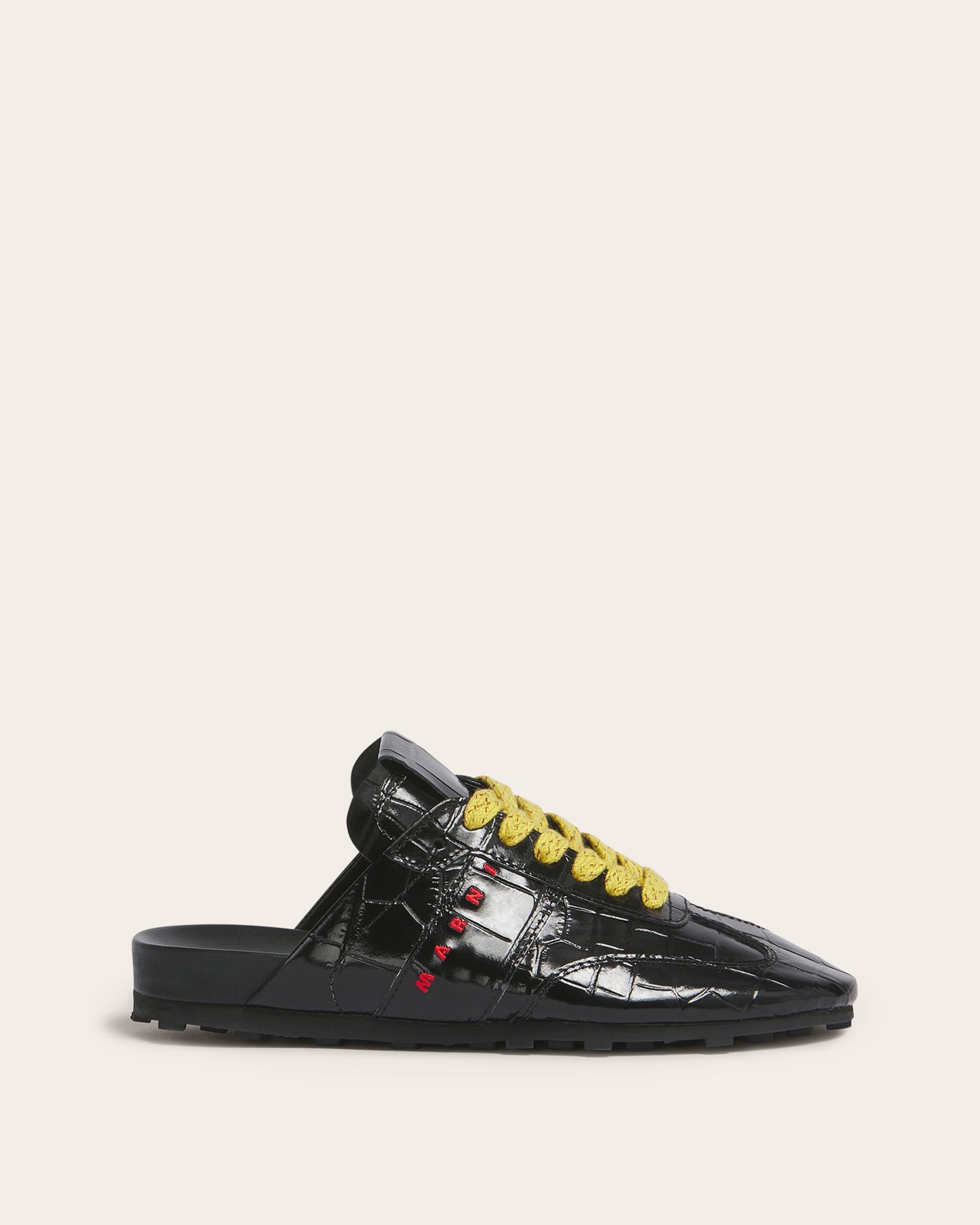Black Croc-Effect Softy Soccer Sneaker