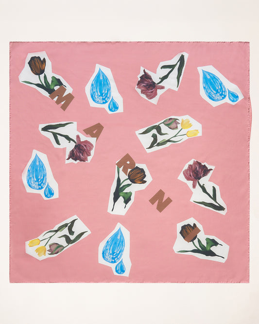 Logo Print Silk Scarf