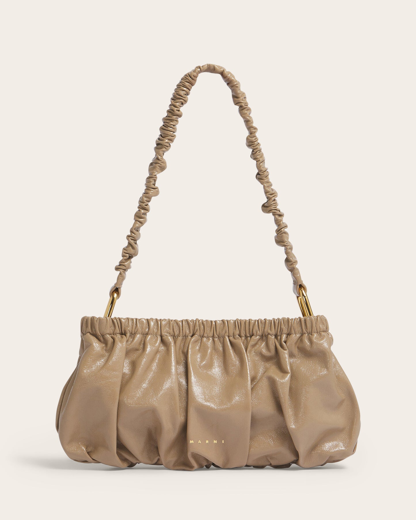 Taupe Gathered Leather Bag