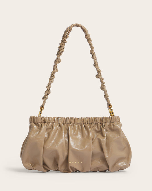 Taupe Gathered Leather Bag