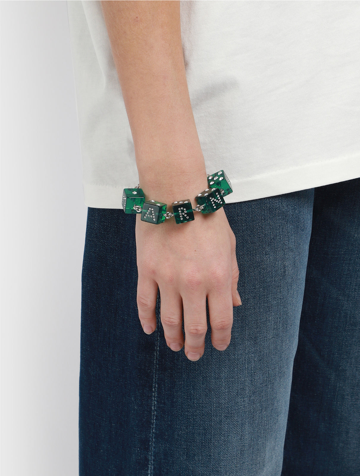 Marni - Large Rhinestone Dice Charm Bracelet - Bracelets - Man - Green