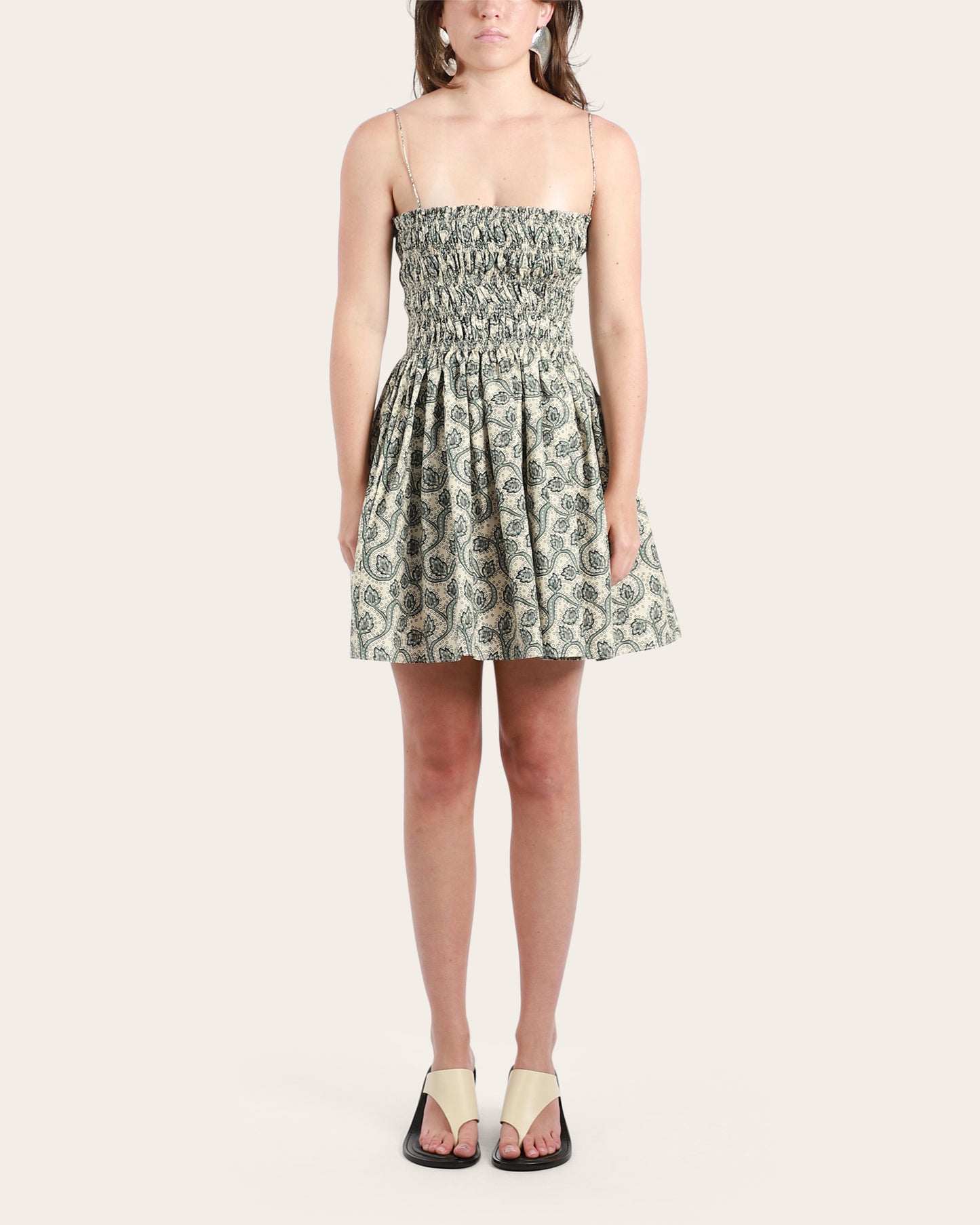 Shirred Bodice Mini Dress