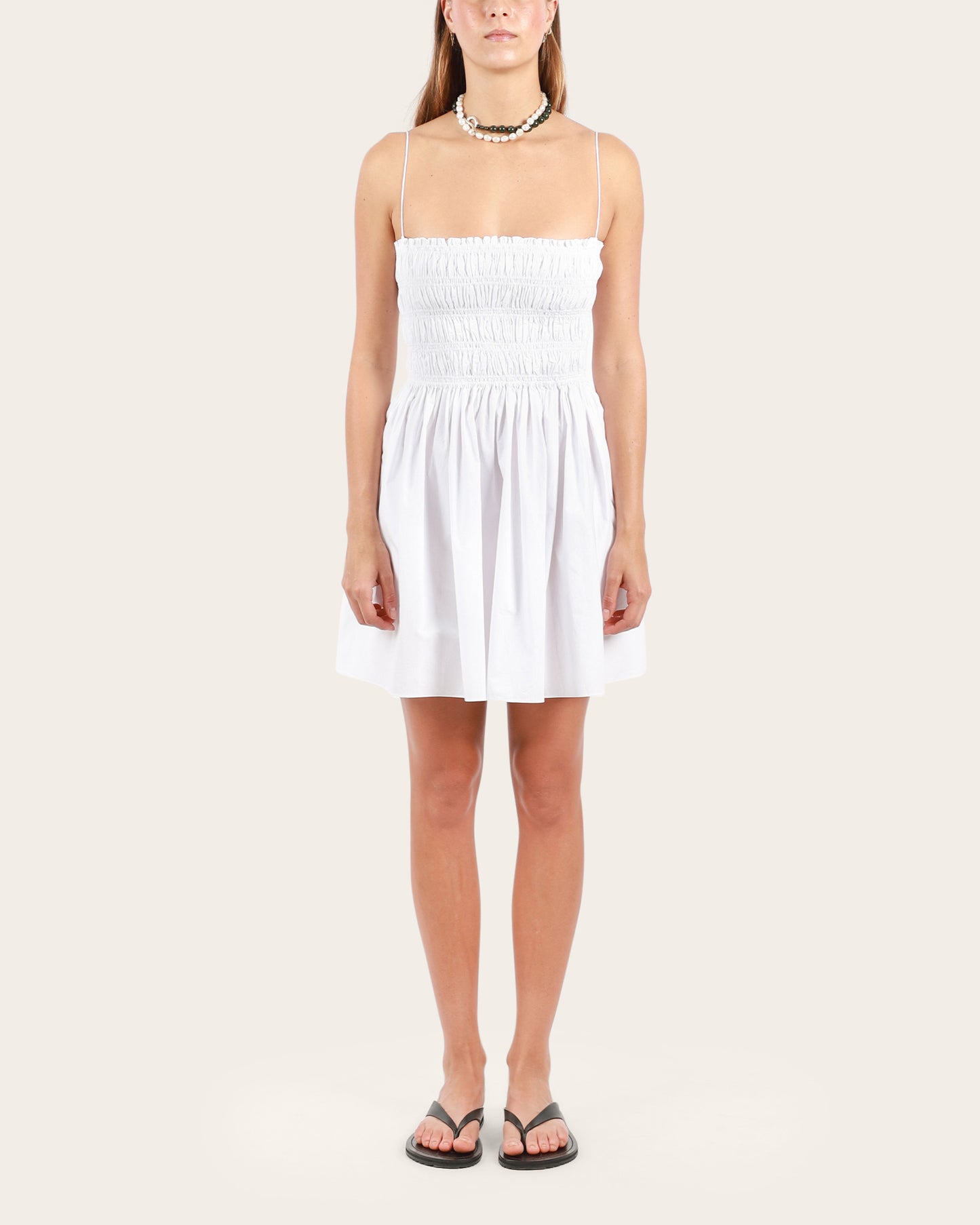 Shirred Bodice Mini Dress