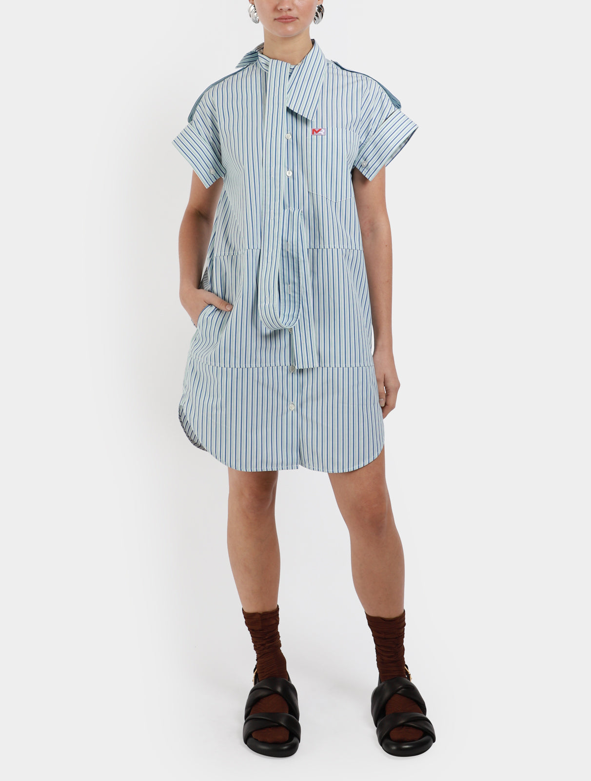 Deconstructed Stripe Shirt Dress