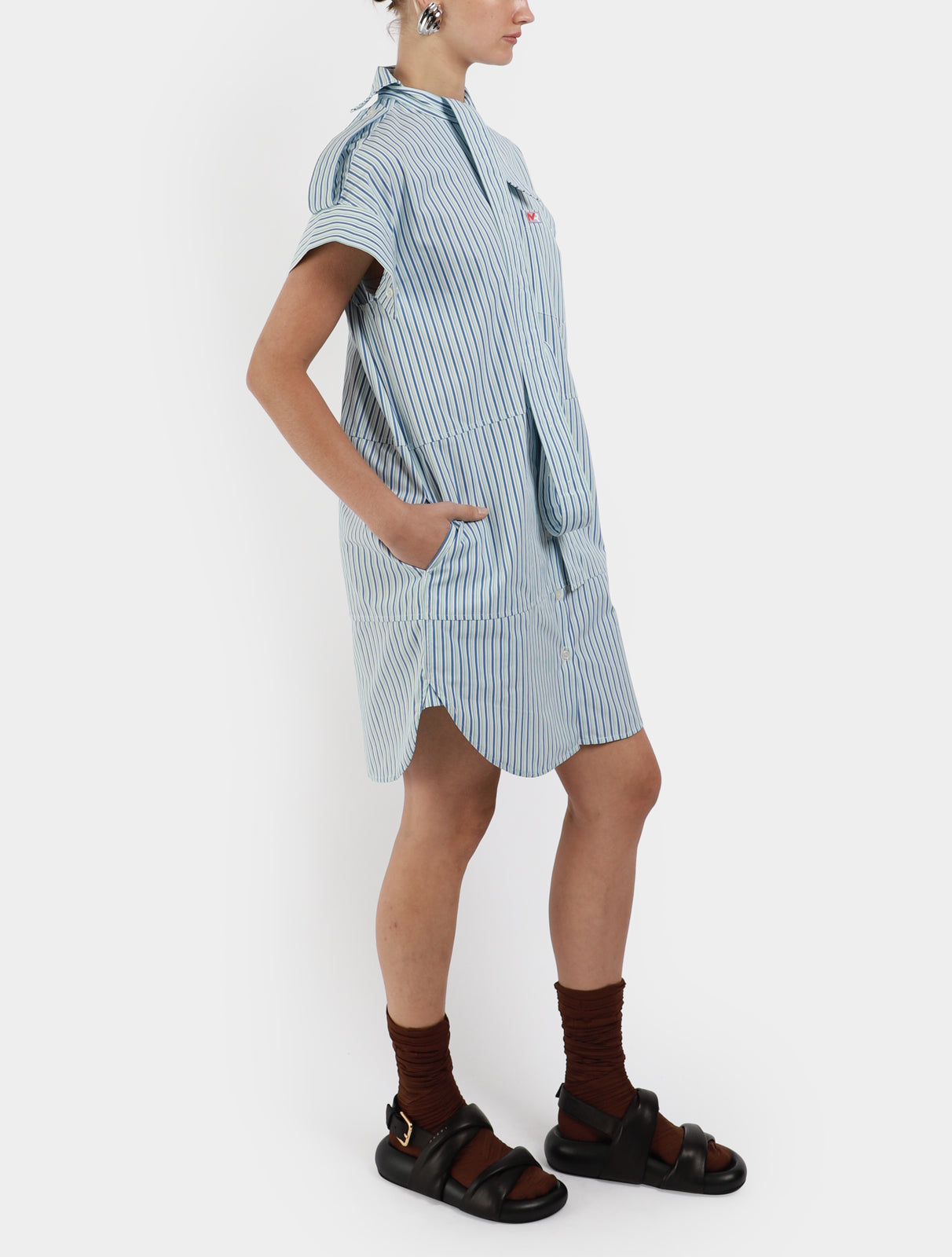 Deconstructed Stripe Shirt Dress