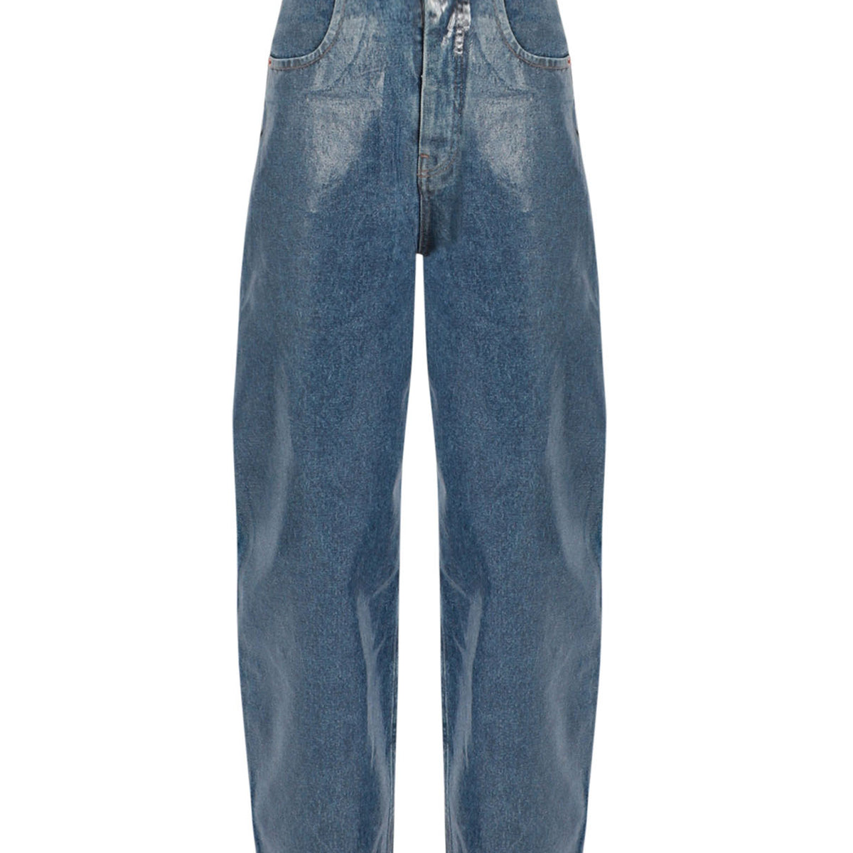 Shop MM6 Maison Margiela 5 Pocket Coated Denim Pants Online