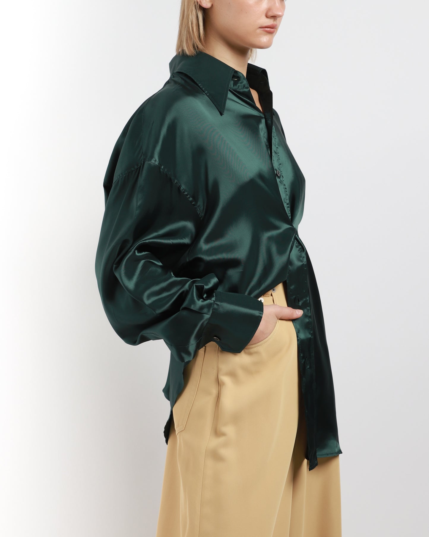 Satin Button Long Sleeve Shirt