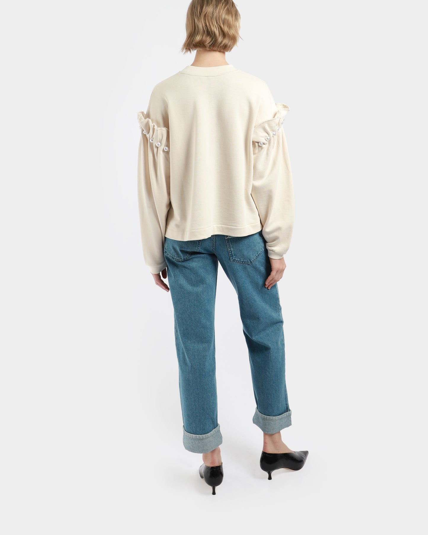 Cropped Faux Pearl Jumper