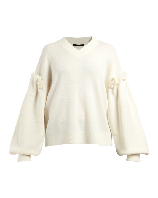 V-Neck Faux Pearl Jumper