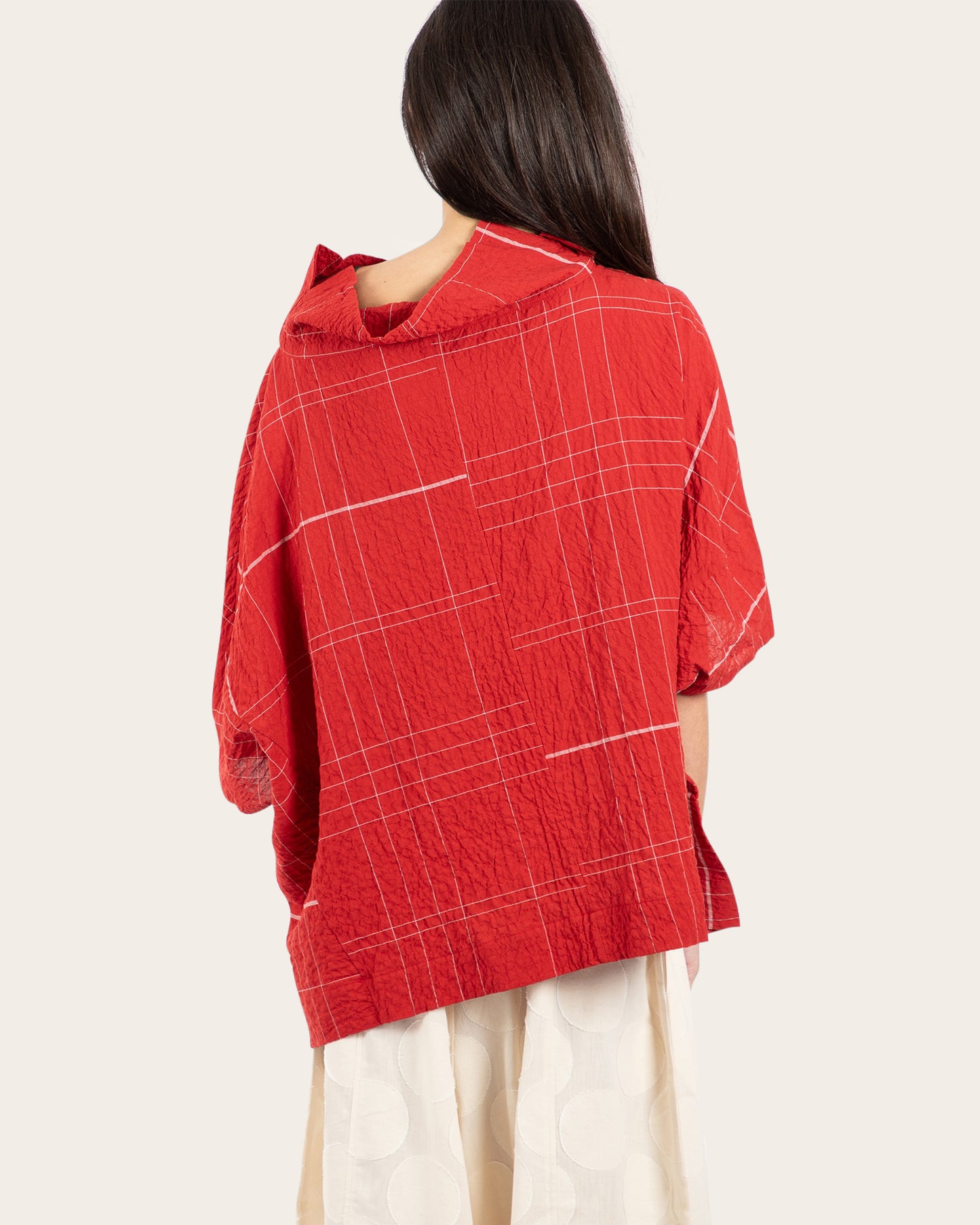 Asymmetric Grid Blouse