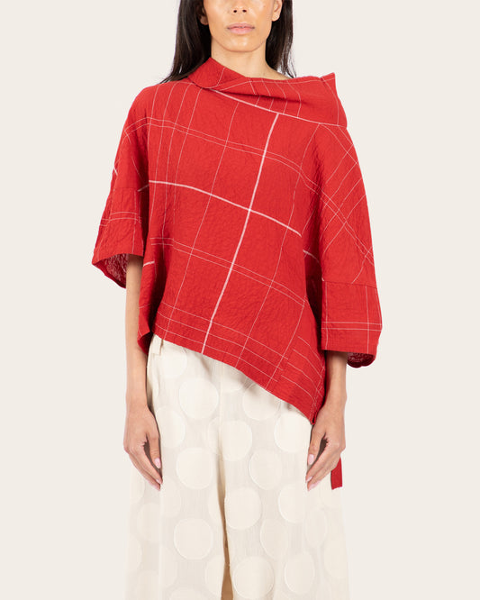 Asymmetric Grid Blouse