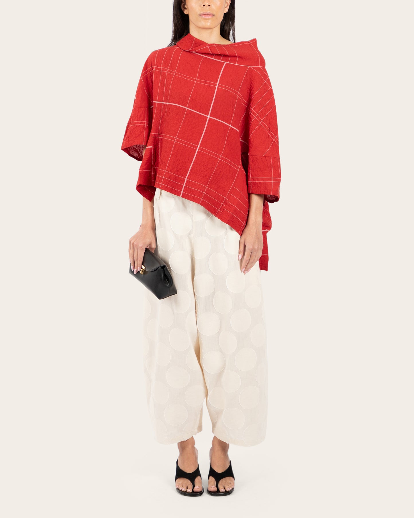 Asymmetric Grid Blouse