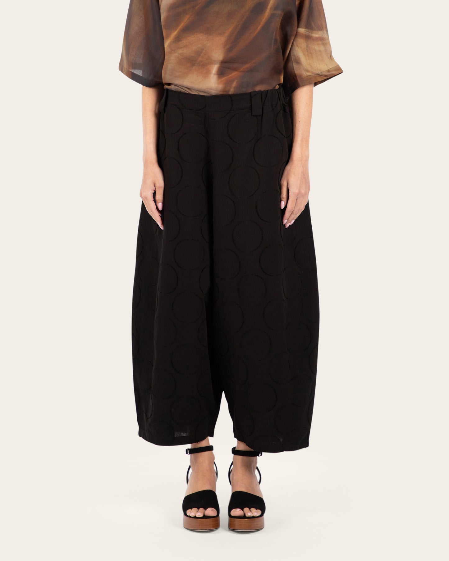 Circle Jacquard Barrel Pants