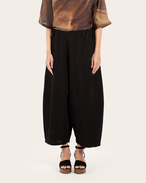 Circle Jacquard Barrel Pants