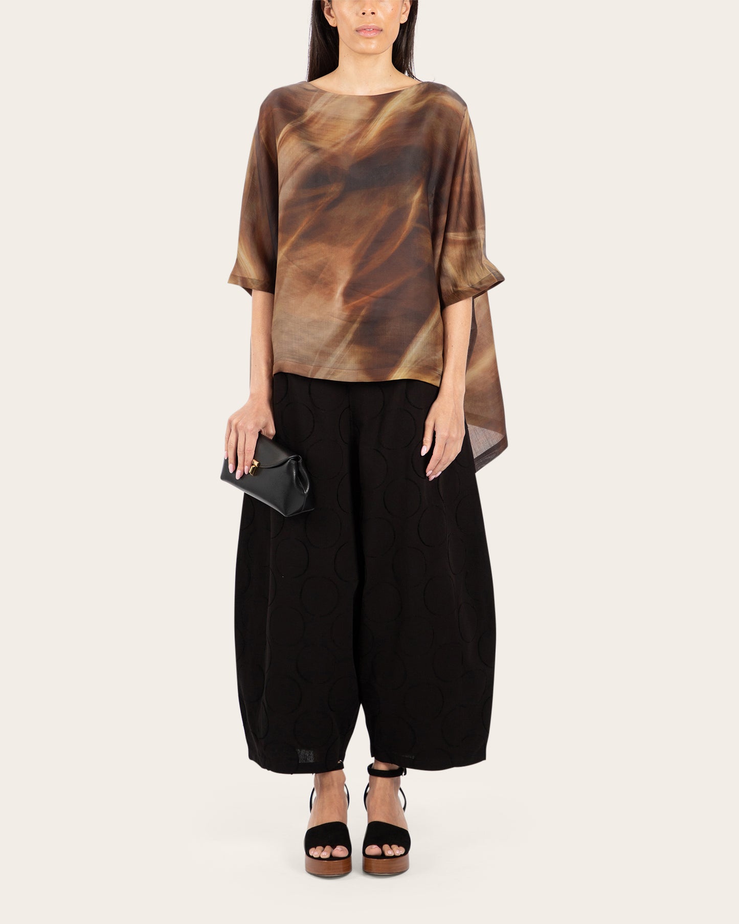 Circle Jacquard Barrel Pants