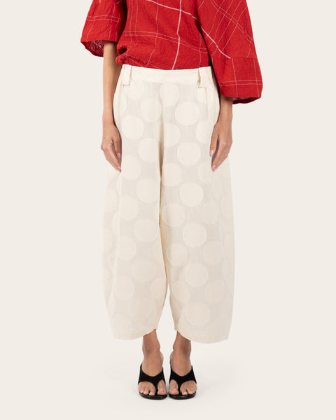 Circle Jacquard Barrel Pants