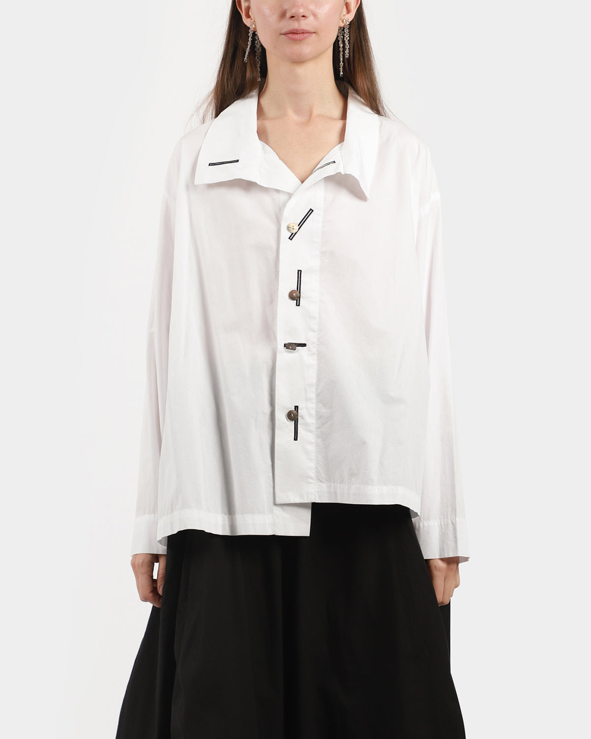 Contrast Button Hole Blouse