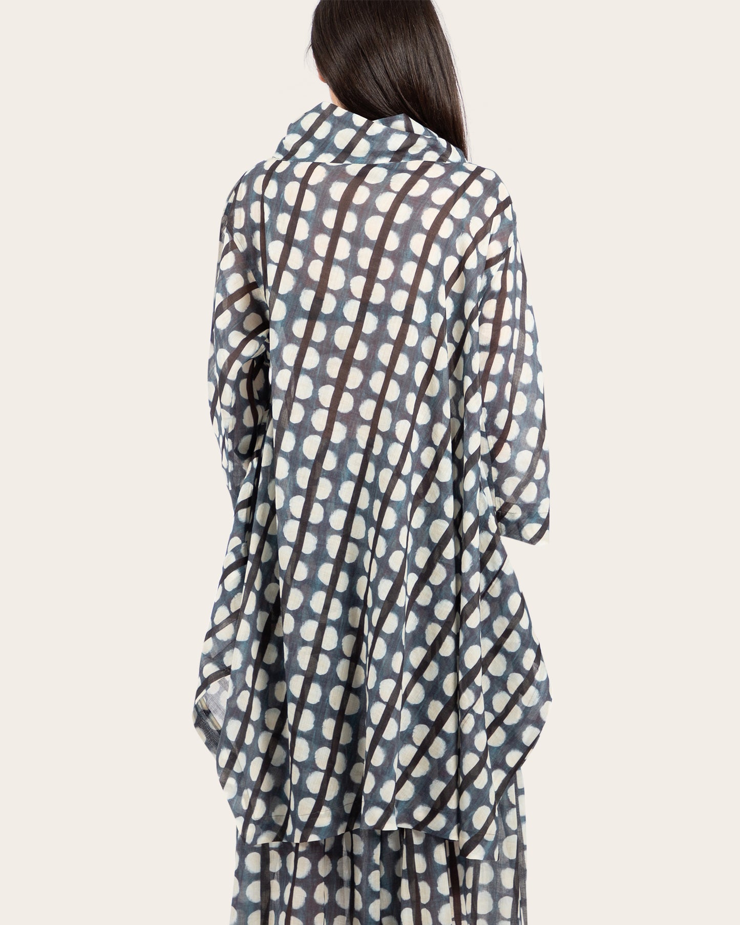 Dot Print Funnel Neck Dress