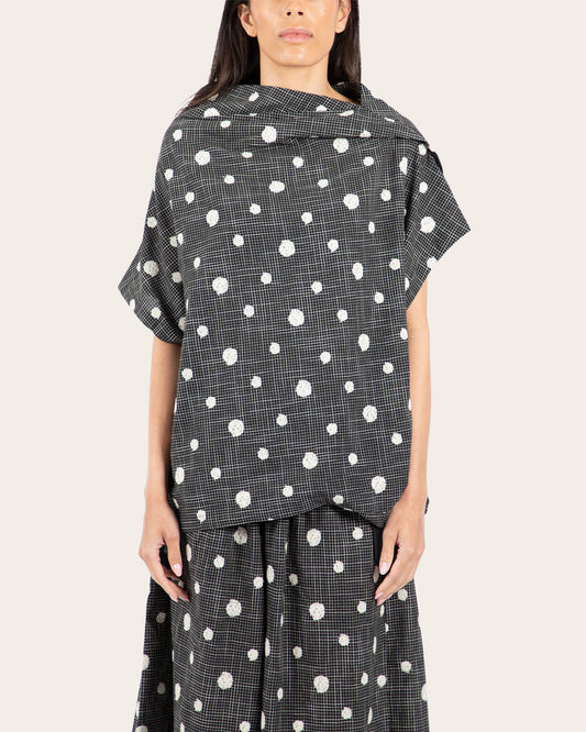 Grid Polka Dot Blouse