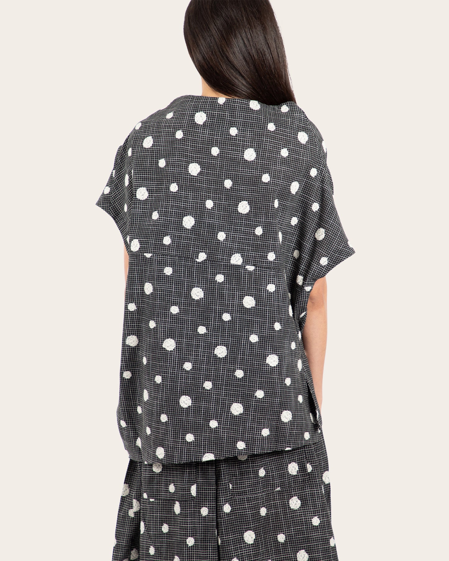 Grid Polka Dot Blouse