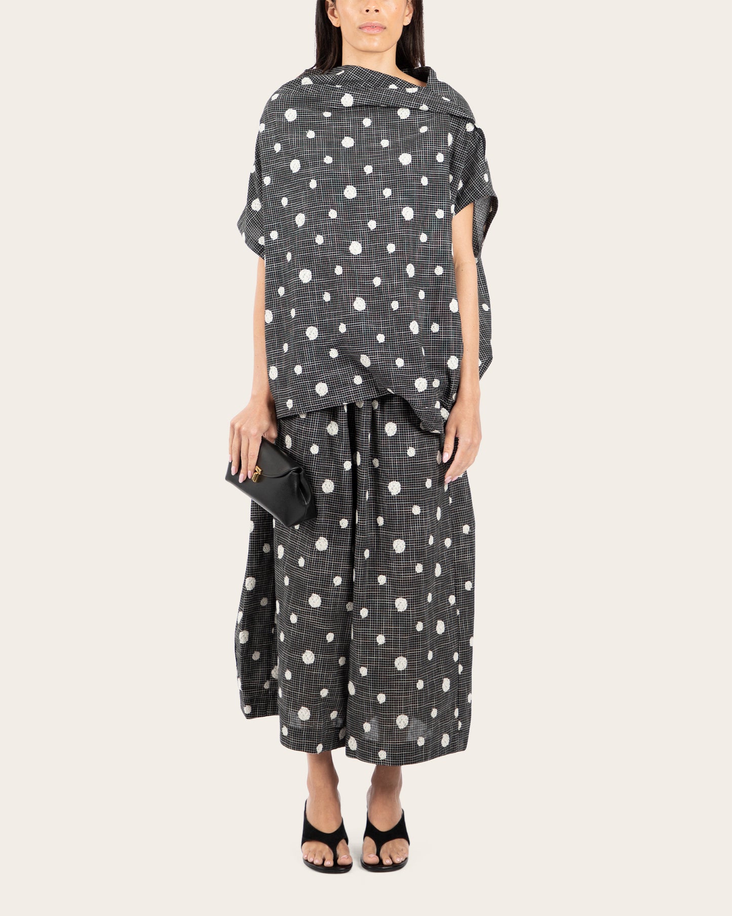 Grid Polka Dot Blouse