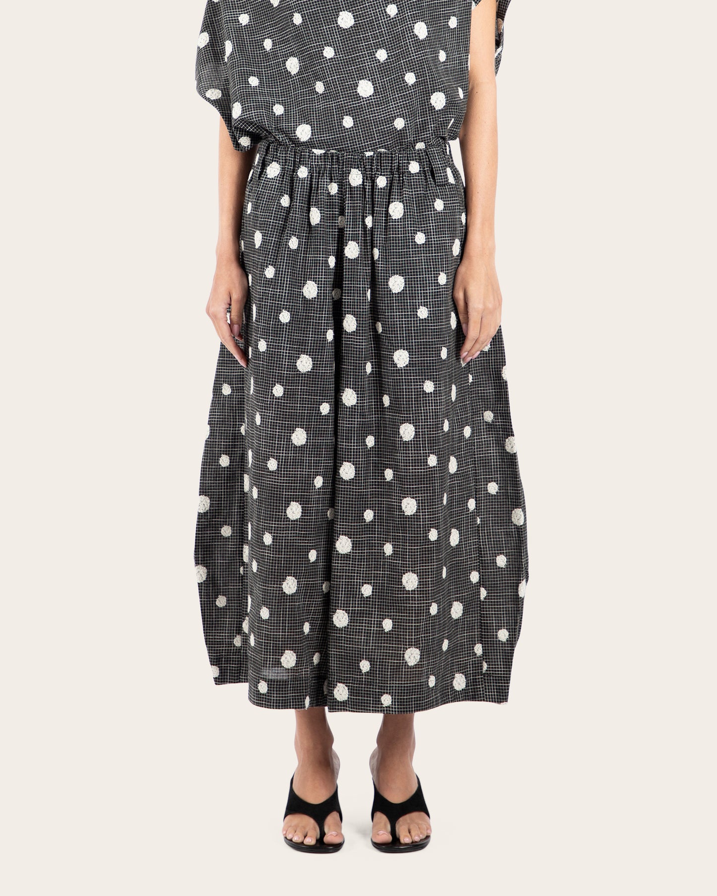 Grid Polka Dot Wide Leg Pants