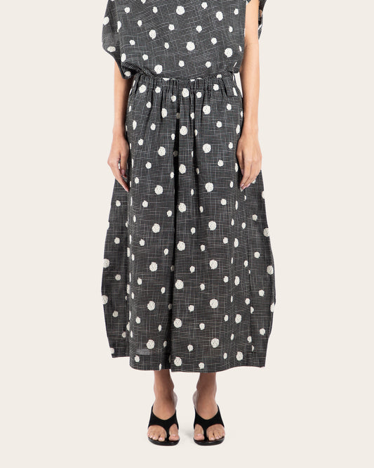 Grid Polka Dot Wide Leg Pants