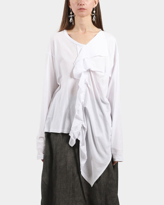 White Ruffle Detail Blouse