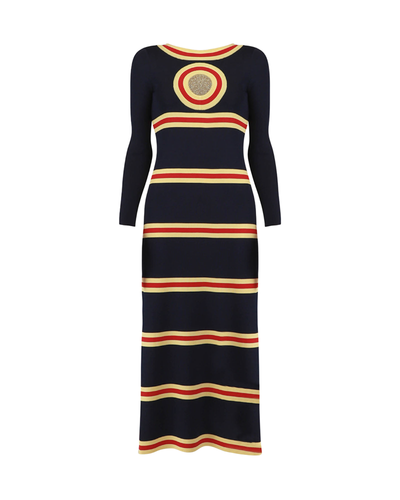 paco-rabanne-geometric-knit-dress-navy-gold