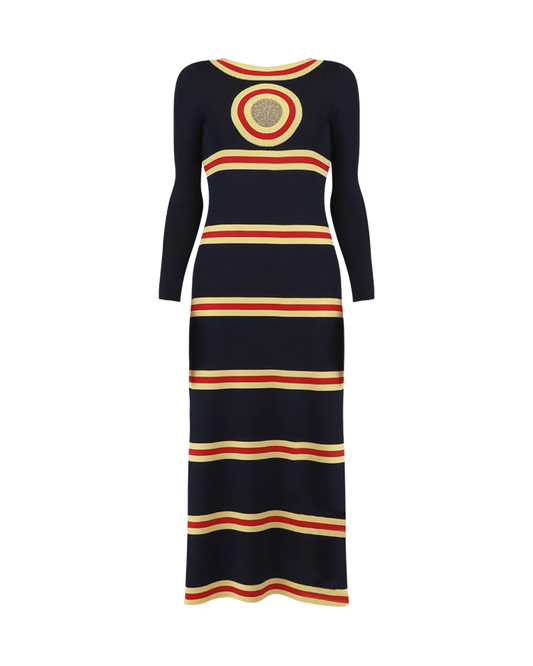 paco-rabanne-geometric-knit-dress-navy-gold