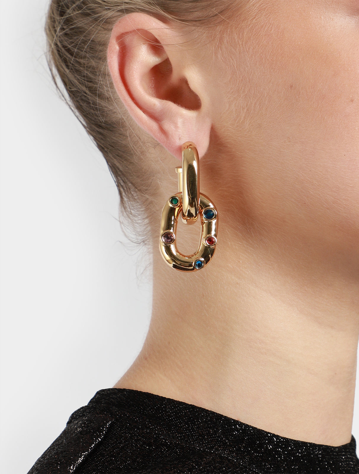 XL Link Double Hoop Earrings