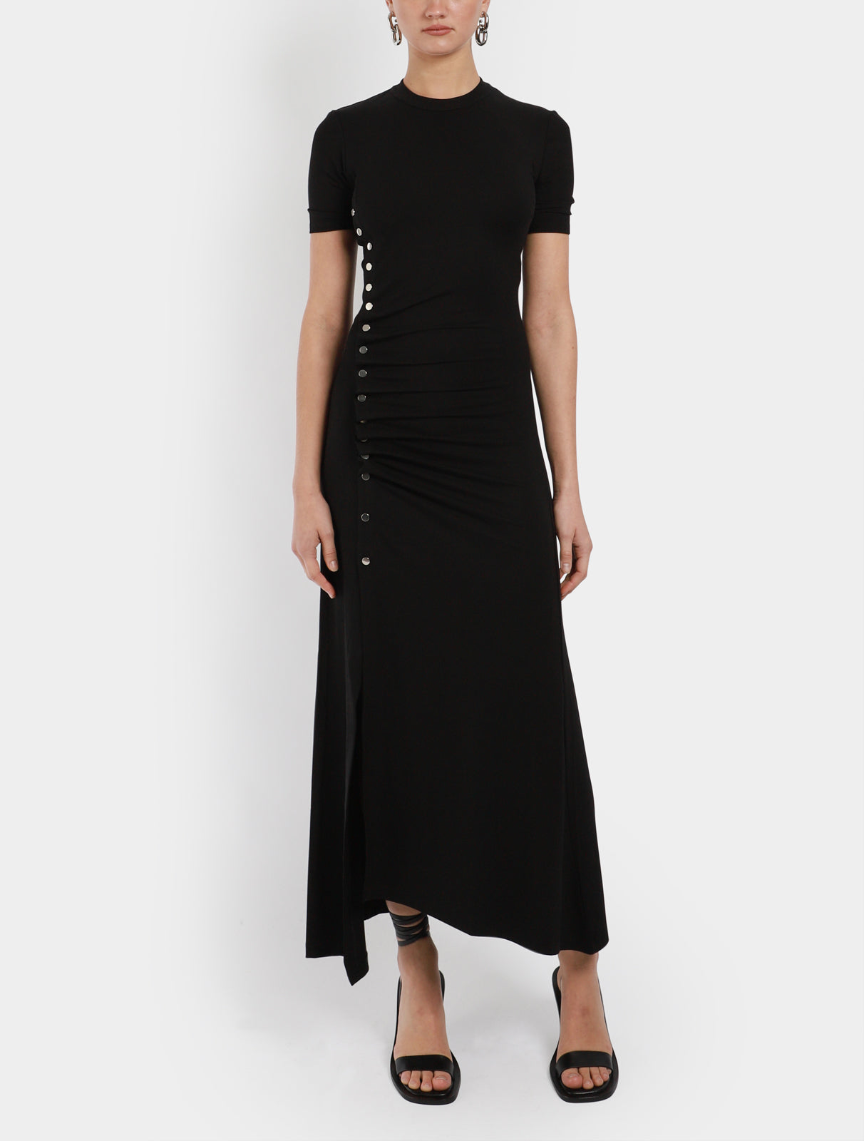 Asymmetric Snap Fastening Dress