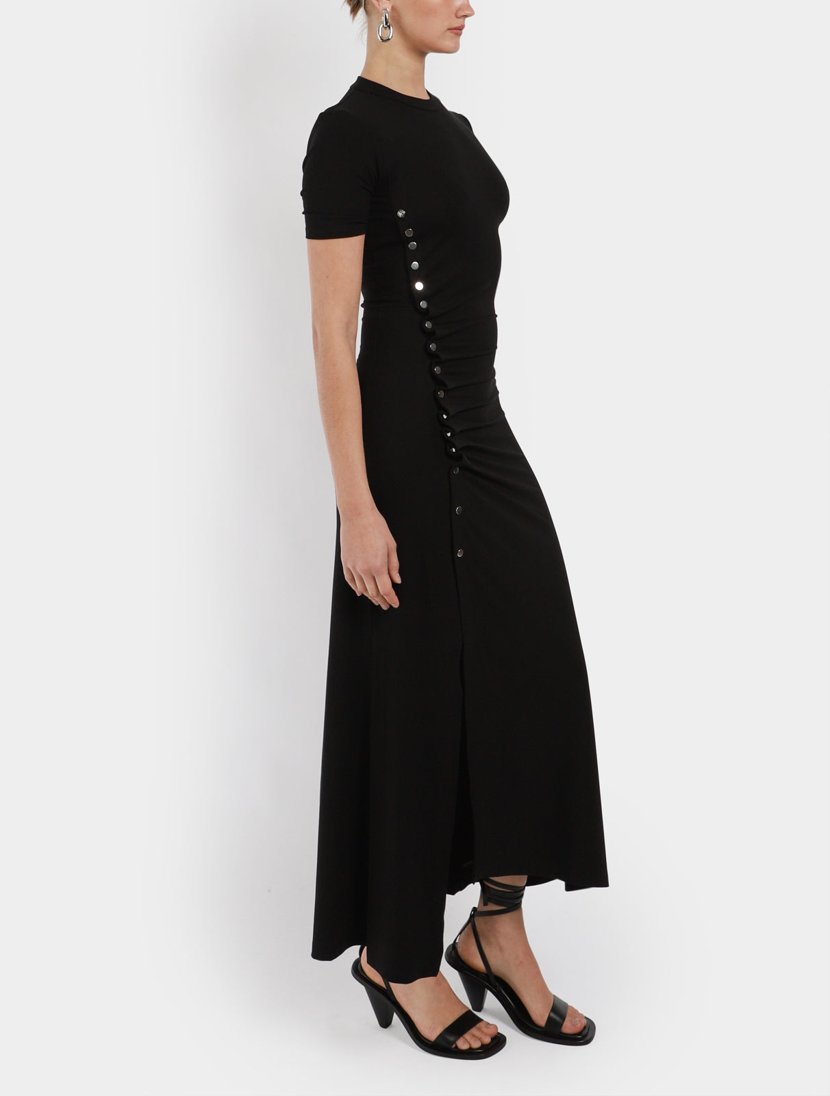 Asymmetric Snap Fastening Dress